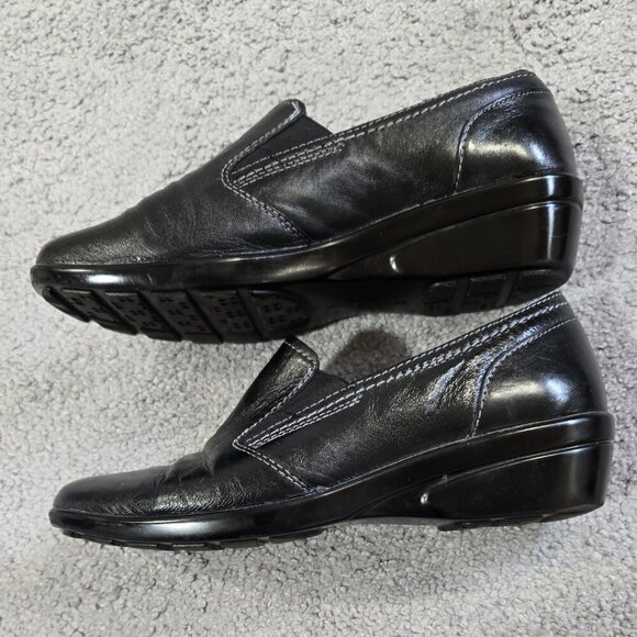 Naturalizer Winnie Black Leather Low Wedge Slip On Loafers N5 Comfort WIDE 7.5W - Picture 8 of 11